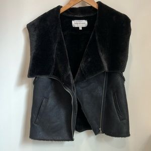 Cupcakes and Cashmere - Black faux fur and suede vest